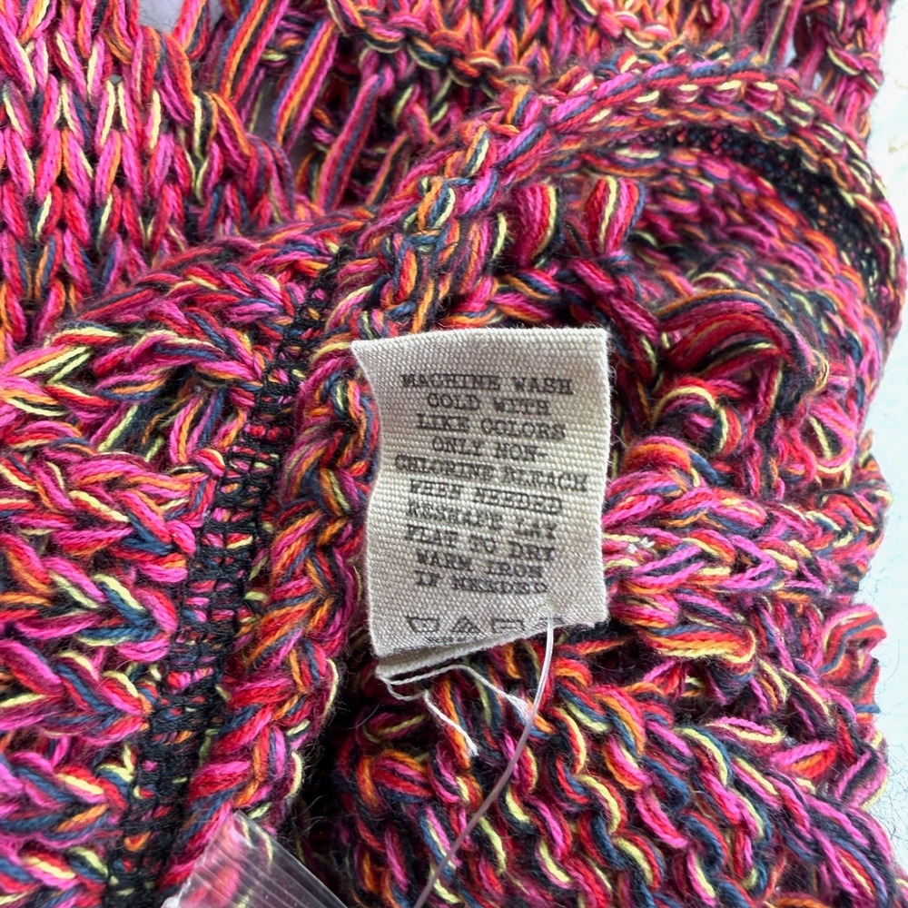 NEW BKE Womens Size Small Cold Shoulder Boho Crochet Knit Tunic Top Pink Orange - Picture 8 of 11